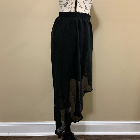 NWOT Forever 21 High Low Chiffon Black Skirt Size Large - Picture 4 of 8